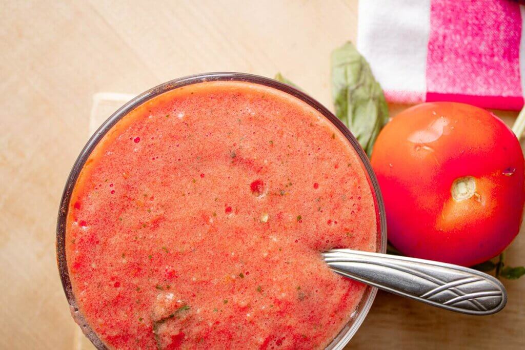 Fermented tomato sauce served in a glass bowl.