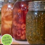 Pinterest pin for prepping and cleaning out your pantry for the upcoming preserving year. Image of canned food in mason jars.