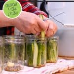 Pinterest pin for how to make pickles. Image of home canned pickles.