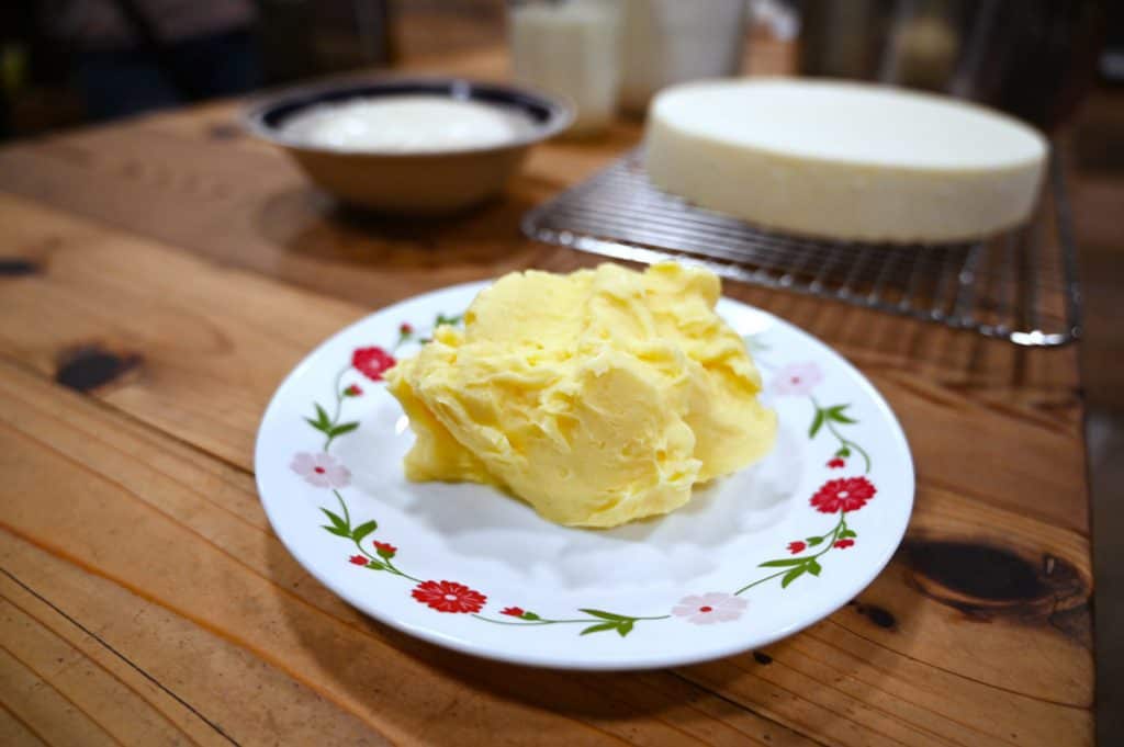 A plate of homemade butter.
