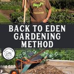 Pinterest pin for the Back to Eden gardening method. Image of Paul Gautschi.