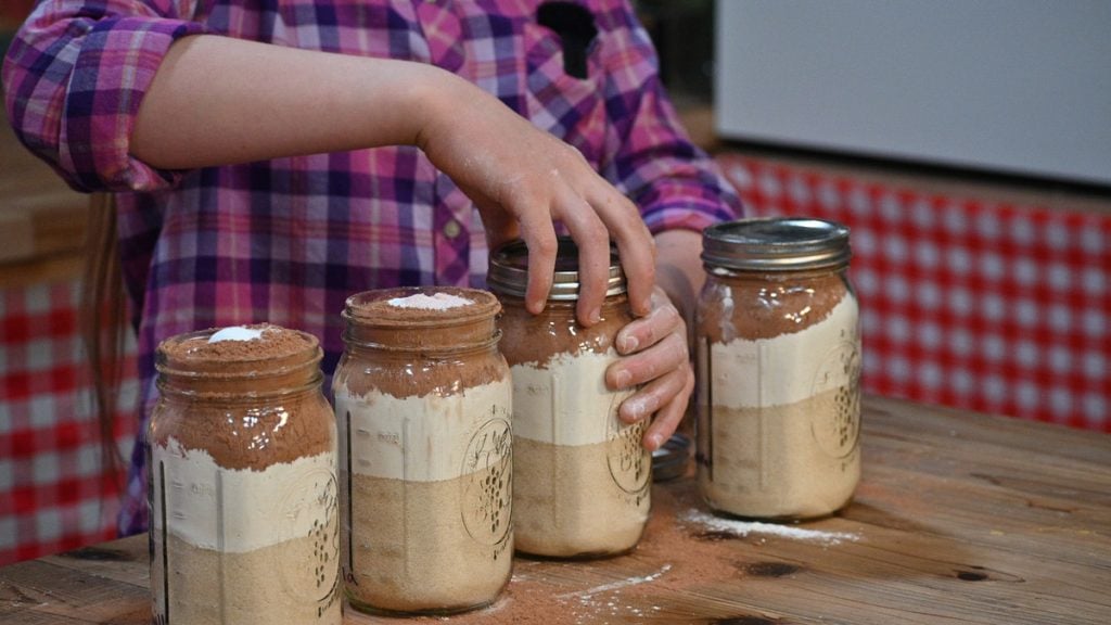 DIY Brownie mixes in glass mason jars.