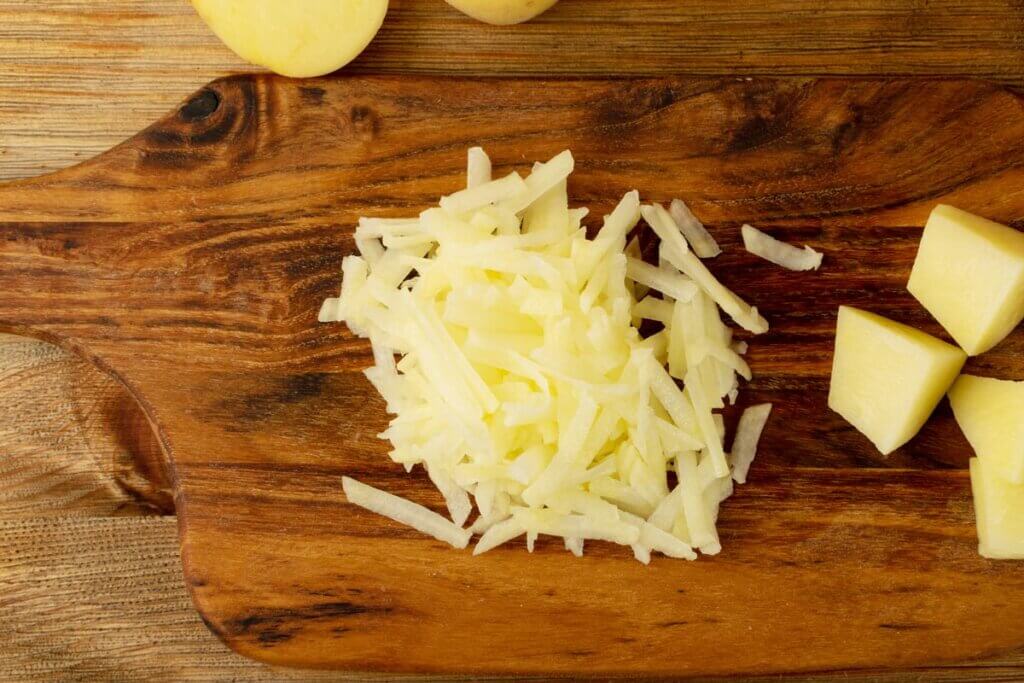 Shredded potatoes.