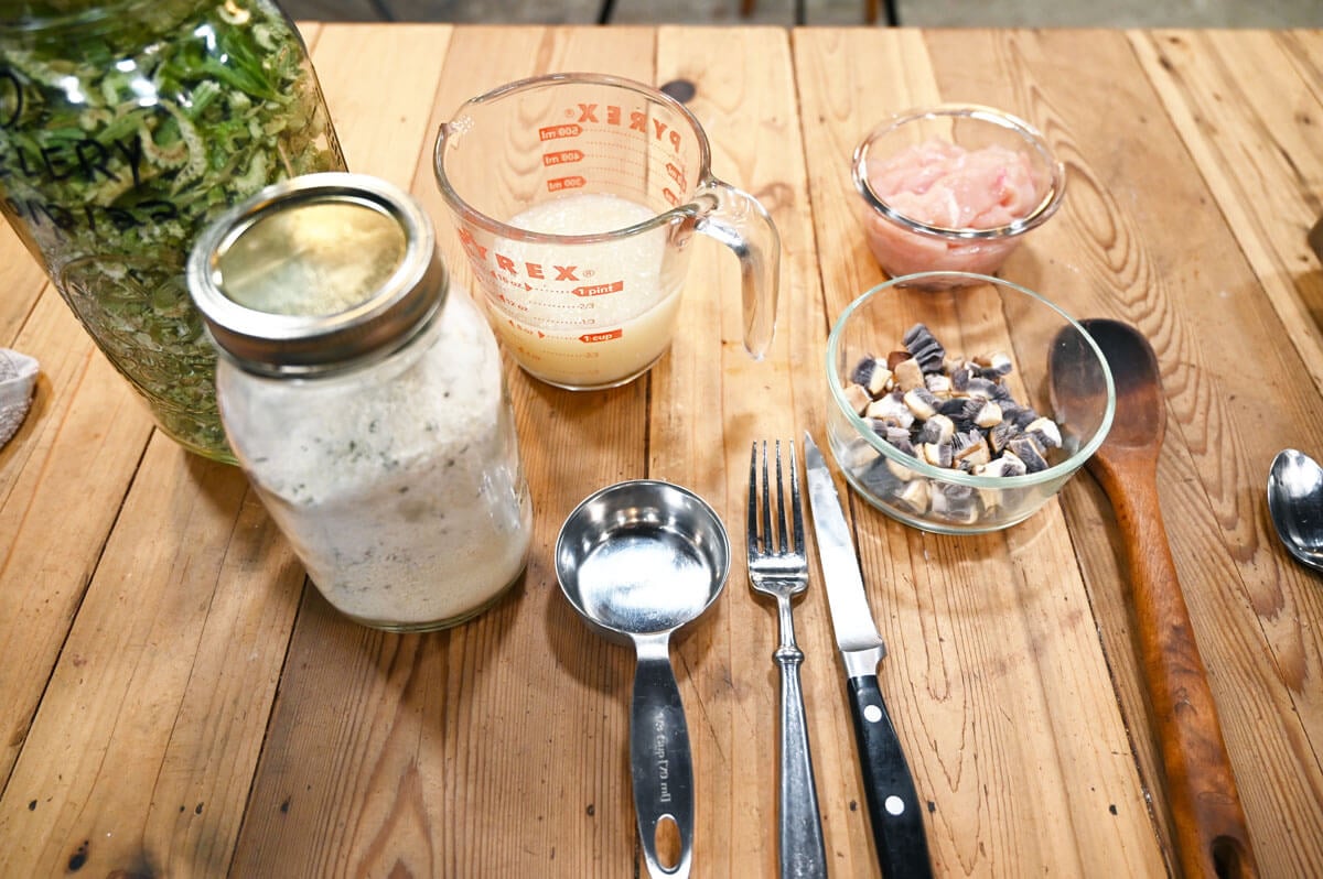 Ingredients for cream of chicken soup.