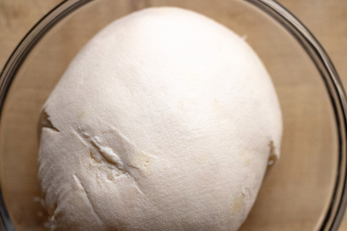 A firm ball of cottage cheese that's been hung.