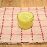 Finished jar of DIY wood conditioner.