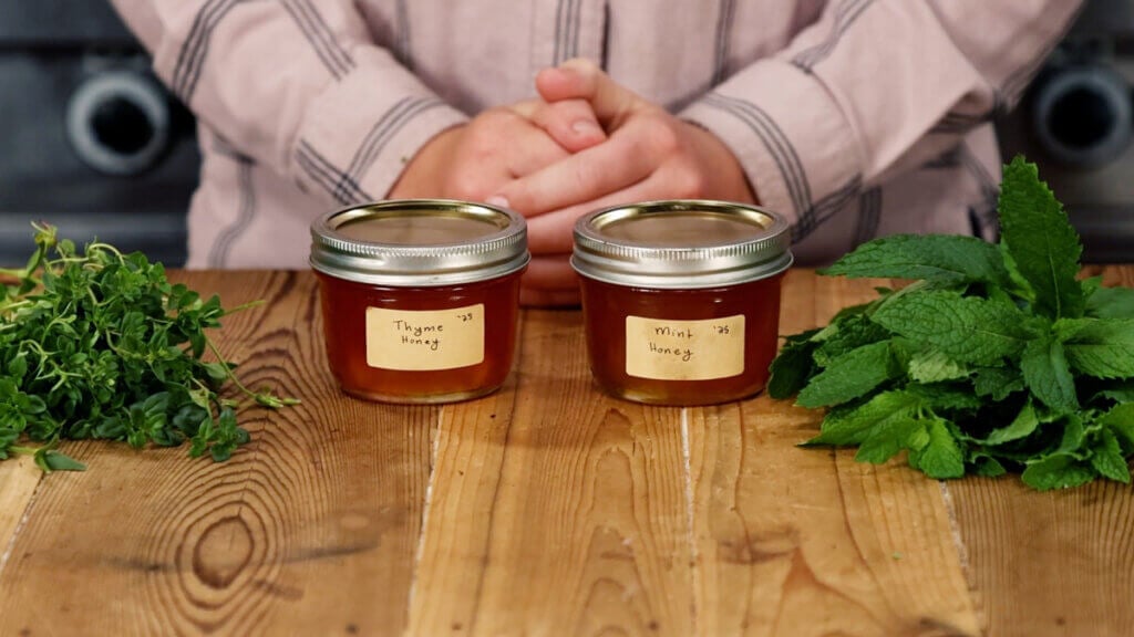 Two jars of herbal honey.