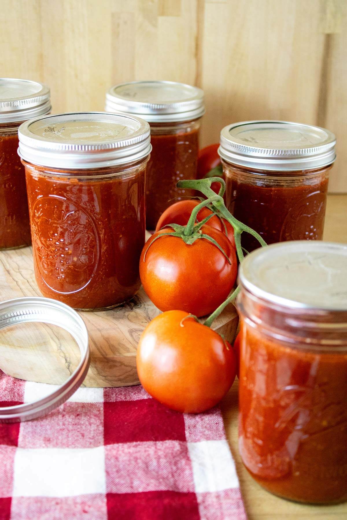 Home canned BBQ sauce in pint jars.