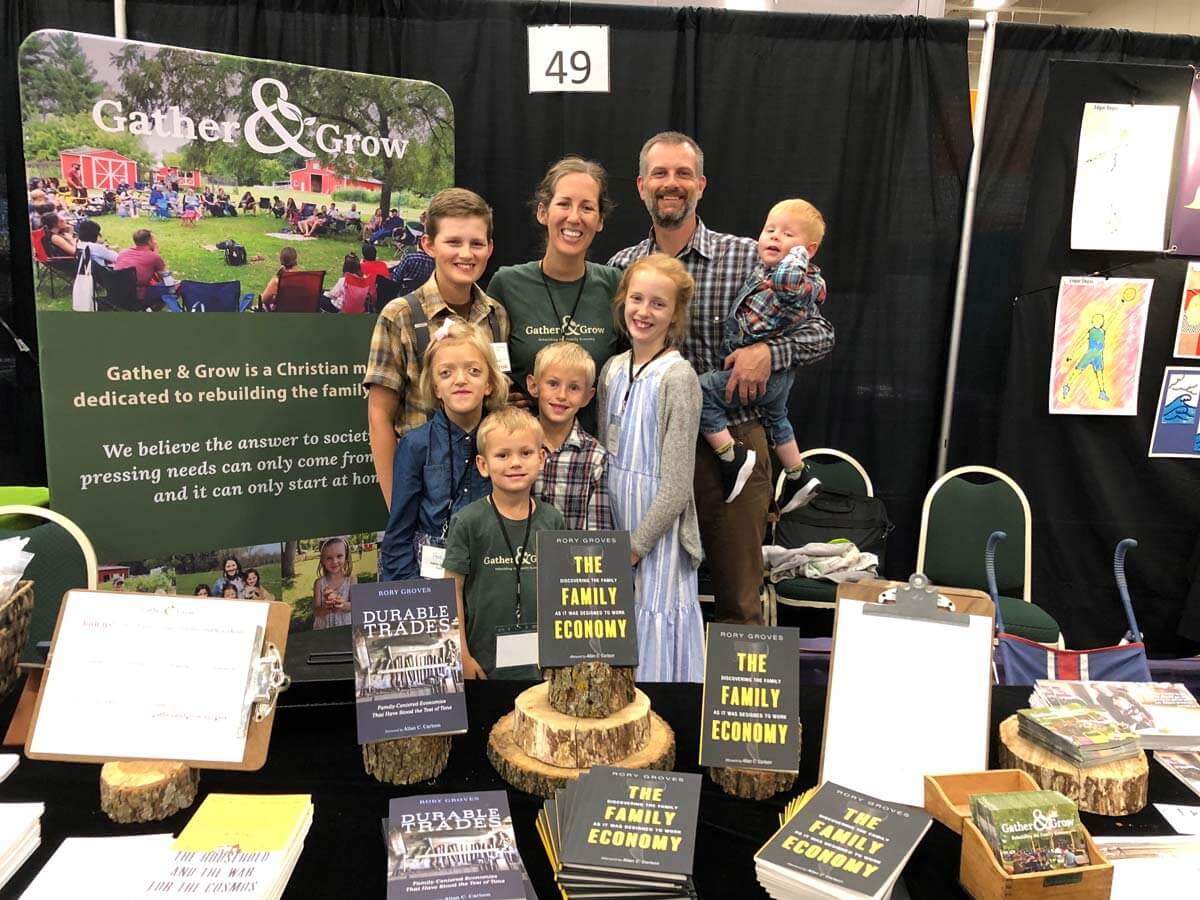 A family at the Gather and Grow event.