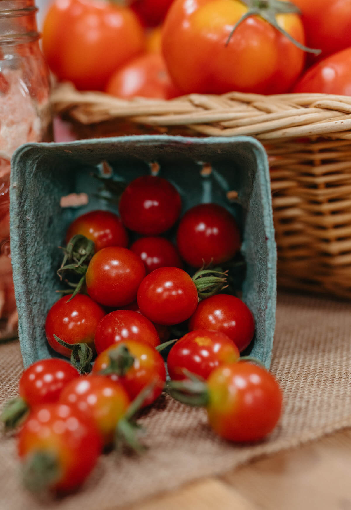 cherry tomatoes in a basket