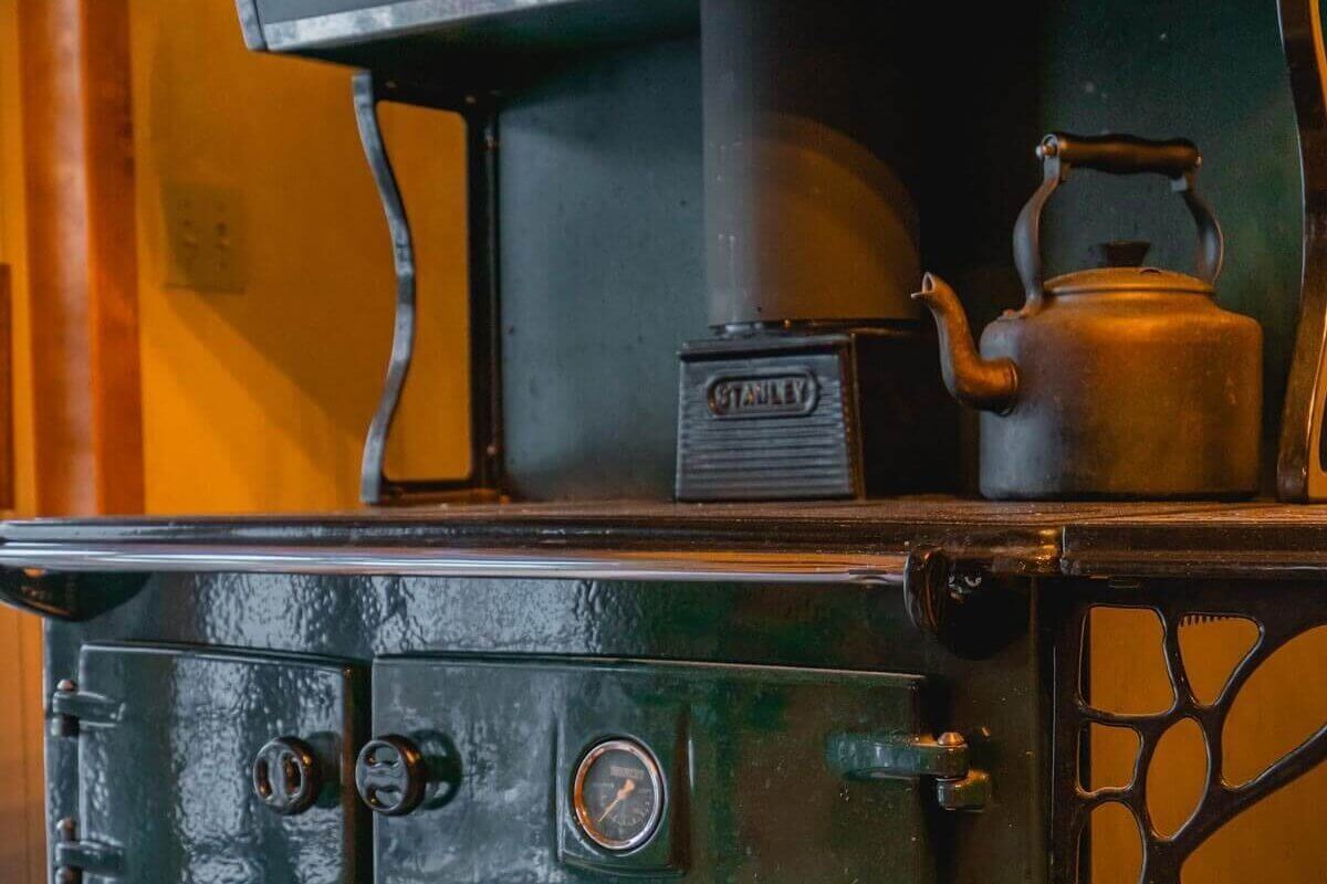 A green wood burning cook stove.