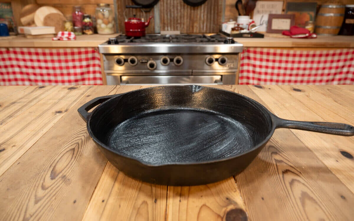 A greased cast iron skillet.