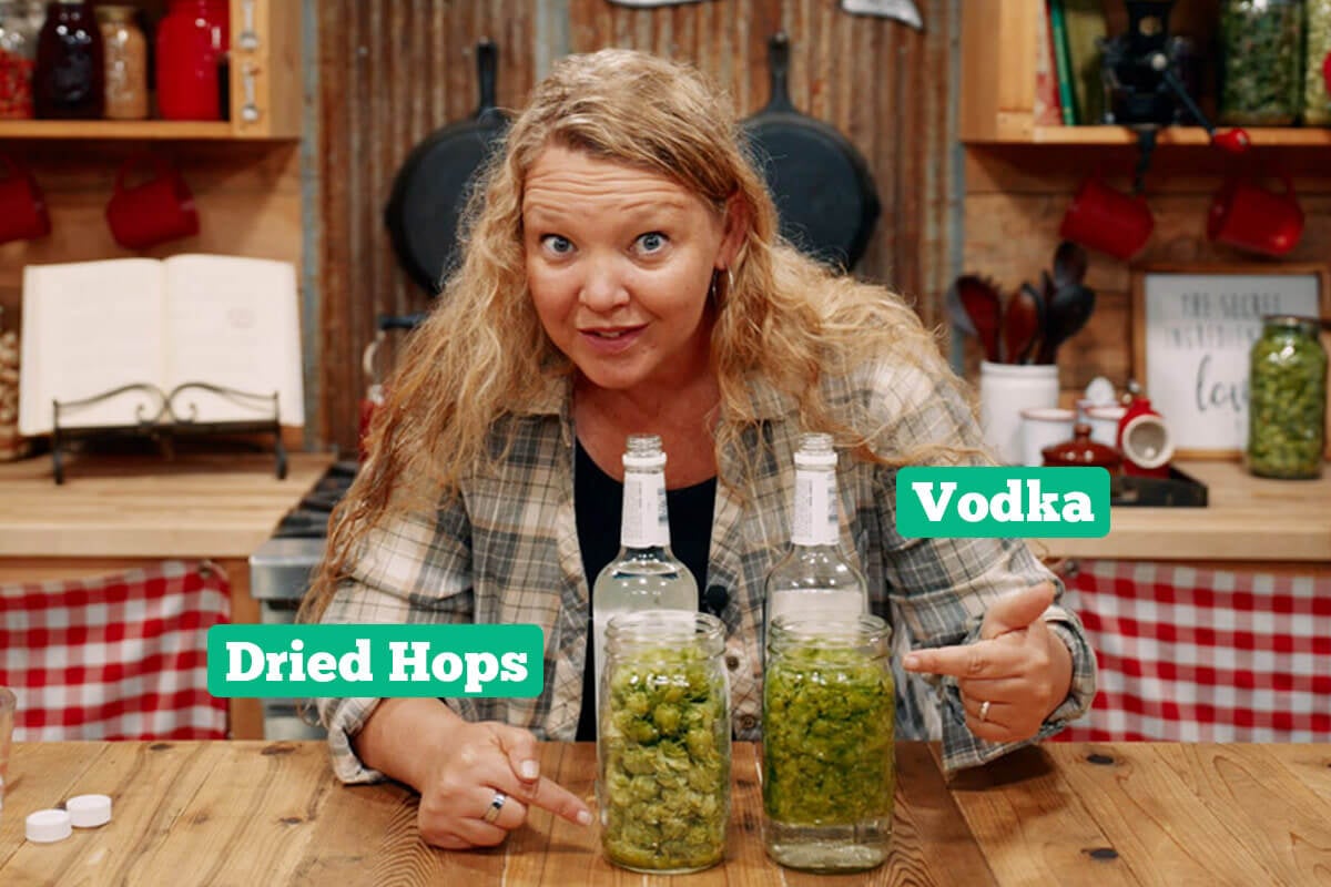 Hops tincture ingredients: hops and vodka.