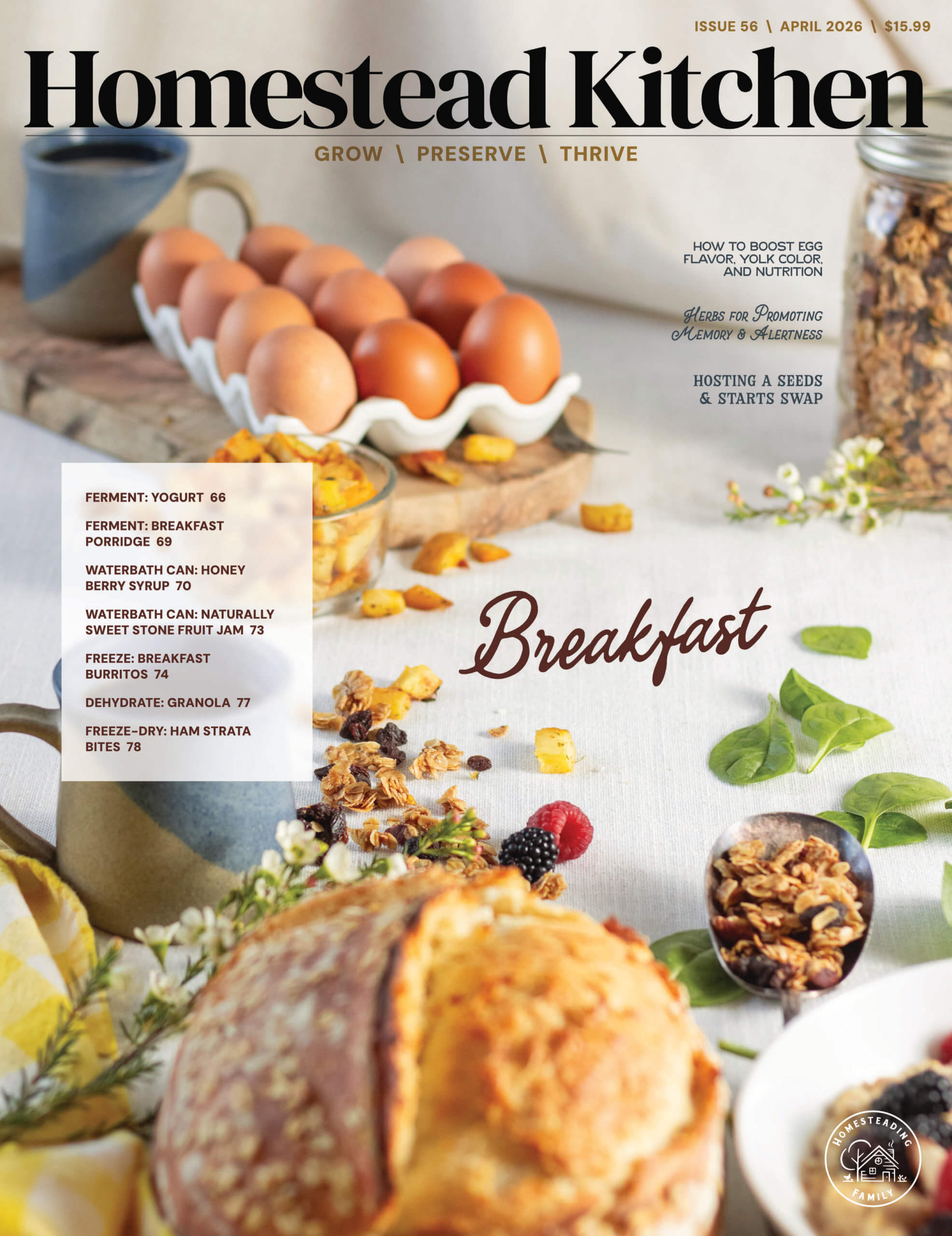 Cover of the Homestead Kitchen magazine April 2026 Edition - Breakfast.
