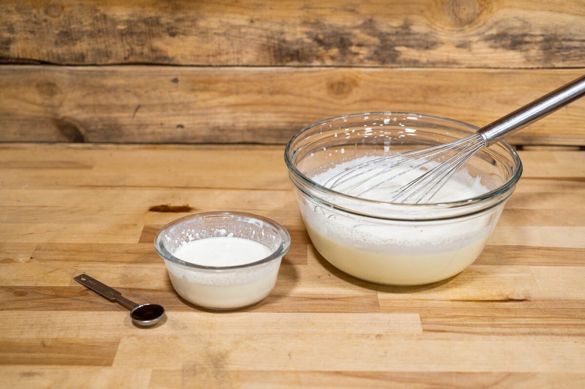 Homemade vanilla ice cream ingredients.