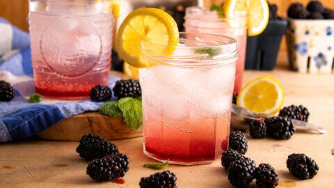 Blackberry shrub mocktail.