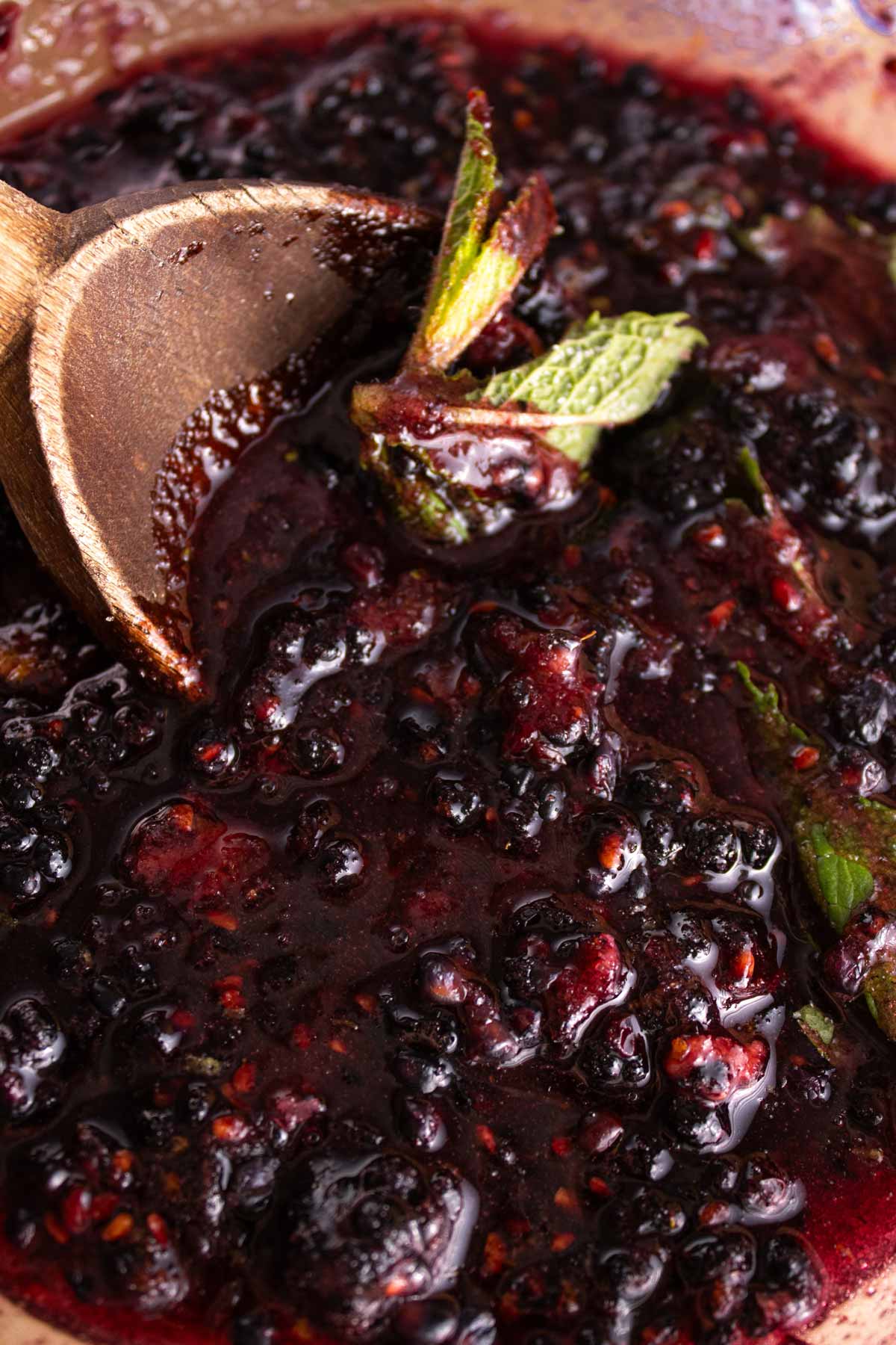 Blackberries and other ingredients being macerated.