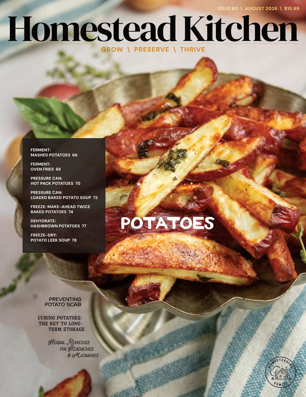 Cover of the Issue 60 August 2026 Homestead Kitchen Magazine.