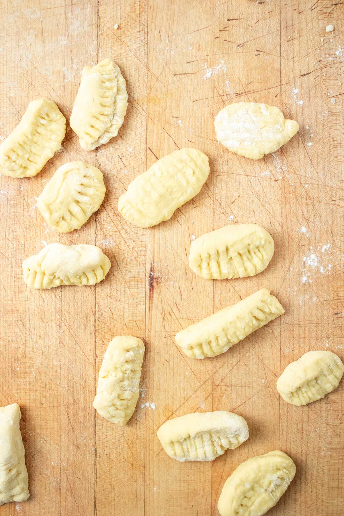 Rolled and crimped gnocchi ready to cook.