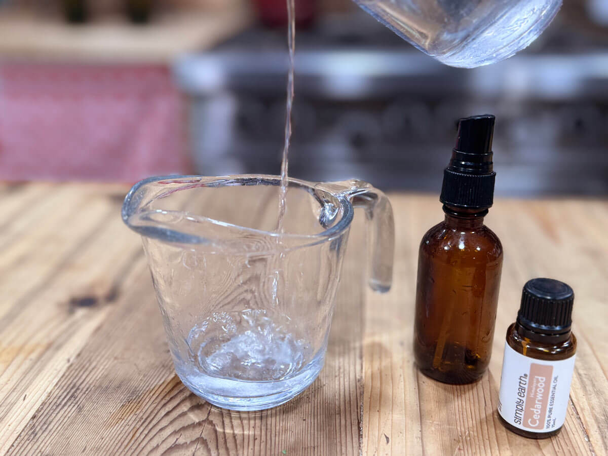 Mixing magnesium flakes in water.