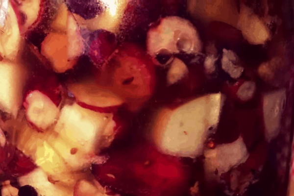 Fermented cranberry sauce in a jar.