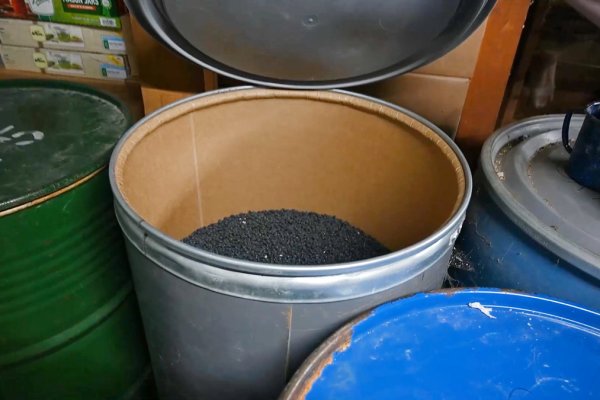 Beans-in-barrel_HF A 55 gallon food barrel of black beans.