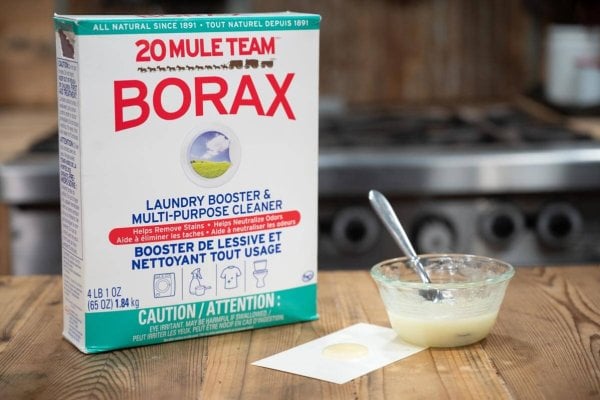 A box of Borax next to homemade ant bait.