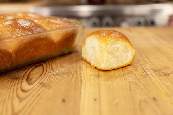 Light and fluffy sourdough dinner roll.
