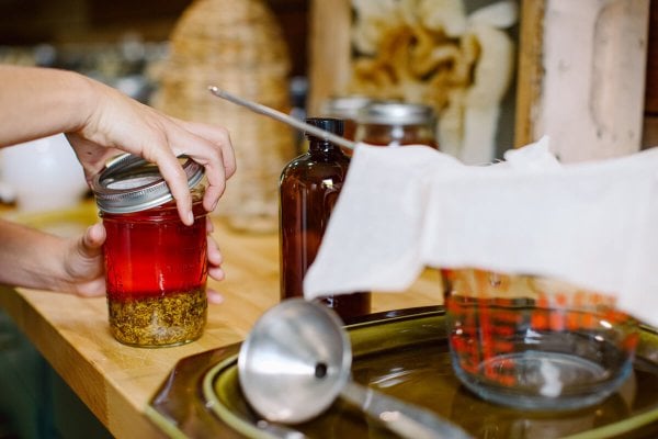 An herbal infusion being made.